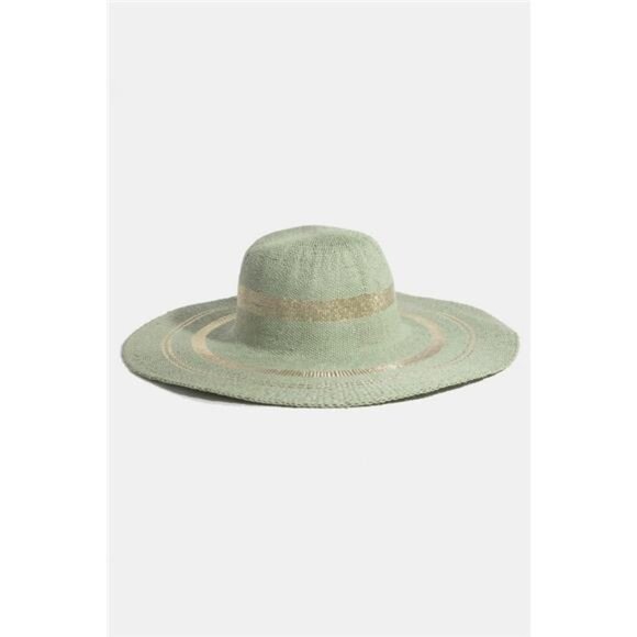 Fame Metallic Accent Trim Floppy Sun Hat - Picture 1 of 5